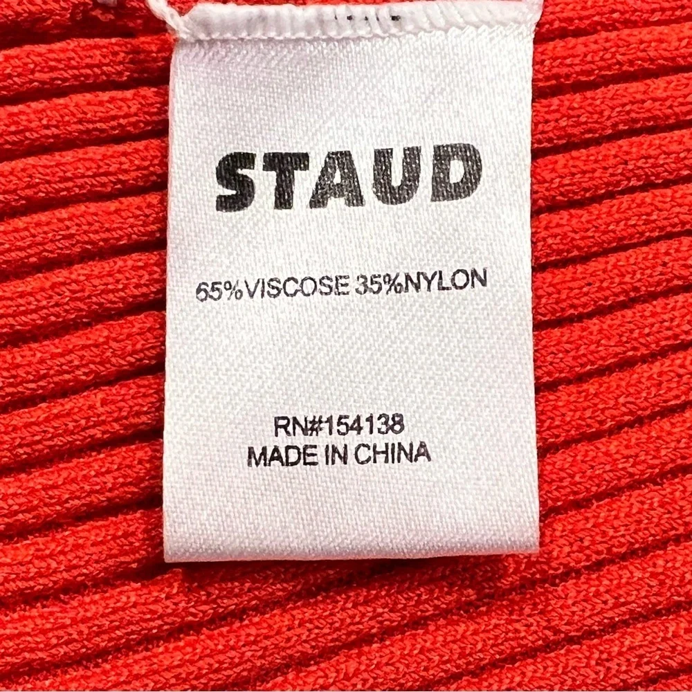 STAUD Color Block Ribbed Knit V-Neck Cargo Cardigan Sweater Sz-M - Picture 8 of 9